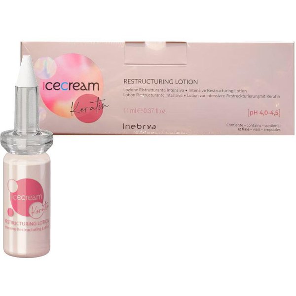 Inebrya, Ice Cream Keratin, Tratamiento LocióN Capilar, ReparacióN Intensiva, 12 Uds, 11 Ml-image