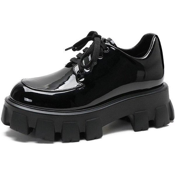 Zapatos Bajos CláSicos De Charol Punta Redonda Con Cordones Zapatos Planos Para Mujer Tacones Bajos Lisos Tubo Corto Negro Zapatillas Mujer Pu 40 Negro-image