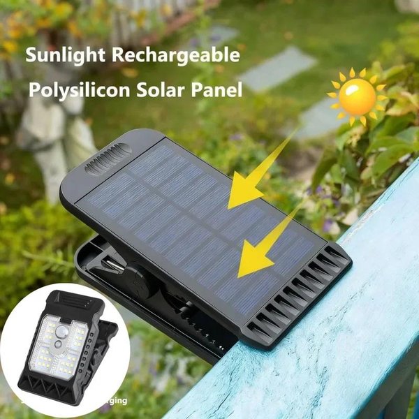 Luces Solares De Clip Para Exteriores, Leds Impermeables Con Sensor De Movimiento, 3 Modos, 3 Formas De Montaje, IluminacióN Solar De Seguridad Para Valla-image