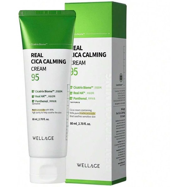Wellage Cica Krem ŁAgodząCy 80Ml - KoreańSki NawilżAjąCy Krem ŁAgodząCy Do Twarzy, Wysoka Czystość Madekasozyd Z Centella Asiatica Pantenol - ŁAgodzi SkóRę WrażLiwą Gray-image