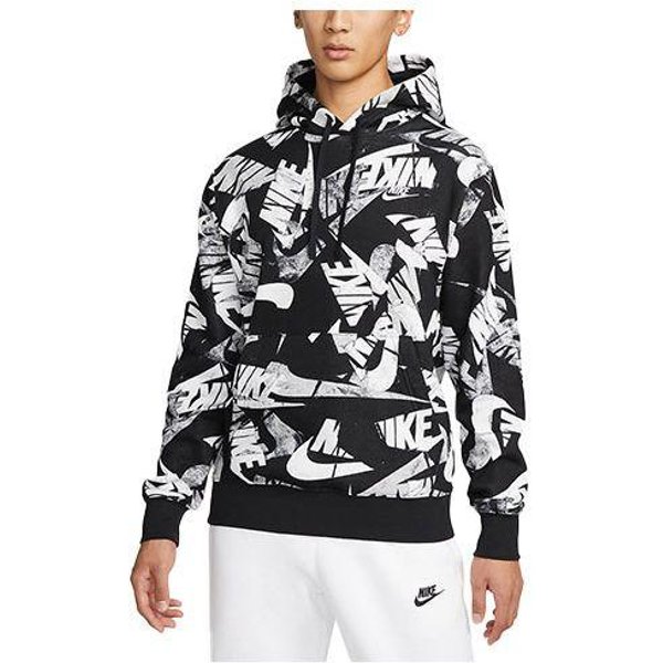 Sudadera Con Capucha Nike Estampado De Logotipo Completo Hombre Tops Negro DM6882-010 L Gray-image