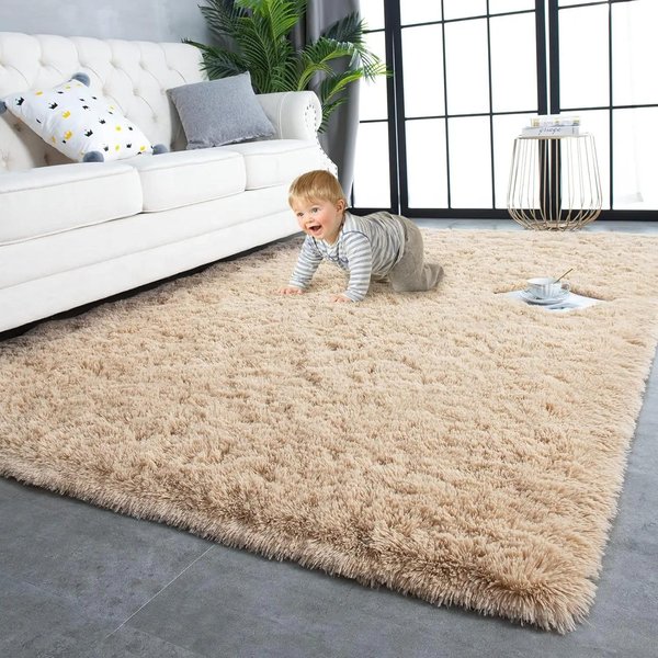Ultra-MięKki Pluszowy Dywan AntypośLizgowy PokóJ DziecięCy ŻłObek PokóJ Zabaw Mata PodłOgowa Sypialnia Koc PrzyłóżKowy Dekoracja Domu 60X90Cm 24X36Inch Khaki-image