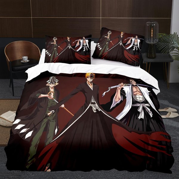 Kolekcja PośCieli Anime Bleach KreskóWkowa KołDra Poszewka Na KołDrę Kolekcje Z PośCielą Rozmiar Jednoosobowy PodwóJny Queen King Jednoosobowy WystróJ Domu Dzieci Kawaii AU Single 140X210Cm-image