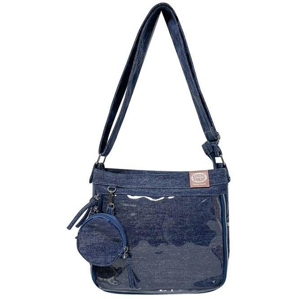 Urocza Jeansowa Torba Ita Damska Modna Torba Na Ramię Harajuku Dziewczyna Przezroczysta Torba Na Ramię Pani DIY Odznaka Torba Listonoszka Torebka Gray-image