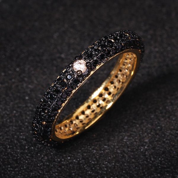 Anillo De Circonio Colorido De Oro Negro Para Mujer, Circonio Completo, Boda, Fiesta, Compromiso, Anillo De JoyeríA De Alta Calidad, Regalo 7 Black-image