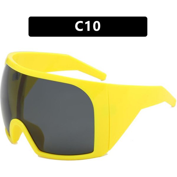 Gafas De Sol Futuristas Wraparound Lente Curva ProteccióN UV400 Oversize Y2K Para Mujer Y Hombre Yellow-image