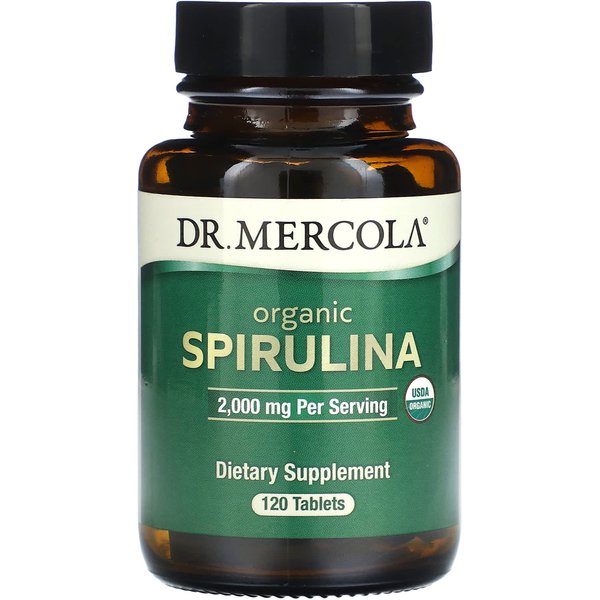 Dr. Mercola, Espirulina OrgáNica, 2,000 Mg, 120 Comprimidos (500 Mg Por Comprimido)-image