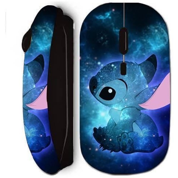 Maniacase Mysz Bezprzewodowa Czarna Stitch Niebieski Frand Niebieski-image