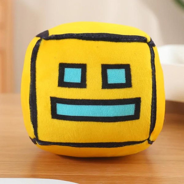 Geometry Dash Kostka Pluszowe Zabawki Wypchana Pluszowa Lalka MałA Poduszka Kwadratowa Zawieszka Gra SłOdkie Dzieci Fani Kolekcja Prezent Na Urodziny 12CM 12Cm żółTy-image