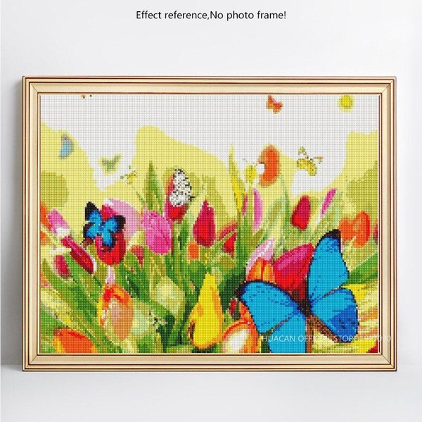 Pintura De Diamantes 5D DIY Redonda Completa Flor Y Mariposa PedreríA Imagen Bordado Venta Diamante 20X30-image
