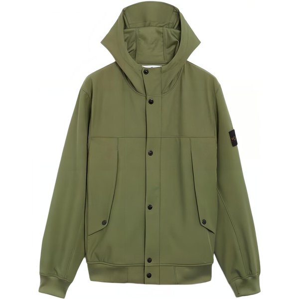 Stone Island SS24 Soft Shell Cortavientos Impermeable Transpirable Color SóLido De Un Solo BotóN Casual Con Capucha Chaqueta Para Hombre Verde Musgo 801540227-V0059 XXL Gray-image