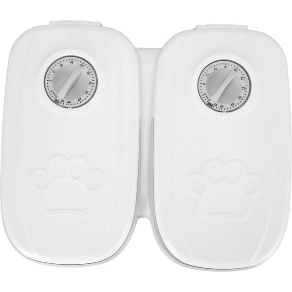 Dispensador AutomáTico De Comida Para Mascotas De 2 Comidas Gran Capacidad Inteligente Temporizado Dispensador De Comida Seca O SemihúMeda Para Perro L(For 6.5-9Kg) Gris-image