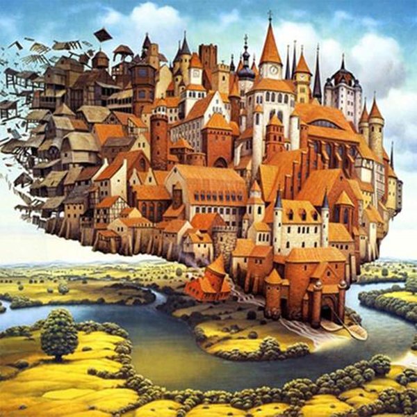 Pintura Artesanal De Diamantes, Bordado De Diamantes, Kits De Punto De Cruz, Universo, Cielo, Castillo, Mosaico, Artes De Pared 30X30Cm-image