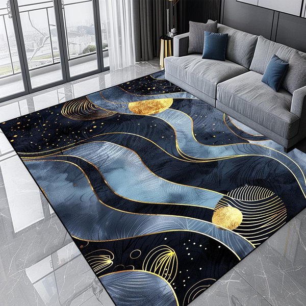 Nowoczesny Luksusowy Geometryczny Dywan DużY AntypośLizgowy Dywanik Do Salonu Sypialni Pokoju Dziennego Mata Pod Stolik Kawowy WystróJ Domu 80X160Cm 31.5X63In-image