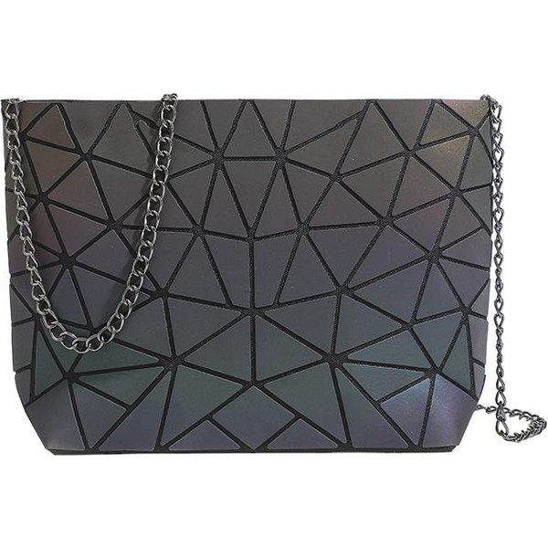 Letnia Torba Geometryczna, Torba W KształCie Diamentu Laserowego, SkłAdana Luminescencyjna Torba ŁAńCuszkowa, Torba Jednoramienna Crossbody Black-image