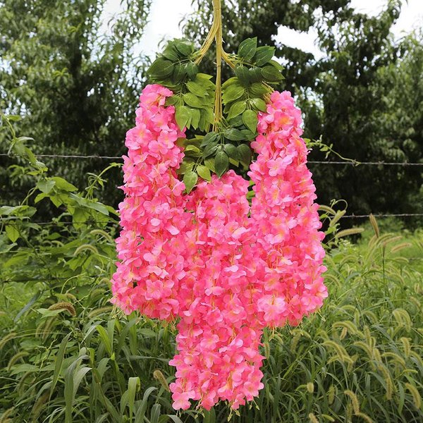 12 Sztuk Sztuczne Kwiaty Wisterii Sznurek WisząCa Girlanda Na ZewnąTrz OgróD śLubny Dekoracja łUkowa Dekoracje Domowe Na PrzyjęCie Sztuczny Kwiat 12Pcs Red-image