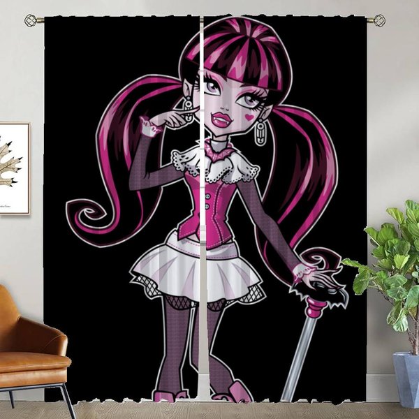 Cortinas Blackout Para CáMara Draculaura Cortinas Para Interiores Del Hogar 2 Piezas Cortina Para Sala De Estar Tul Para Dormitorio Cortinas Separadoras W50Xh70Cmx2Pcs-Cl-image