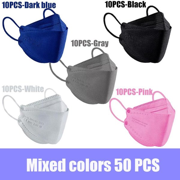 KształT Ryby FFP2 Kolorowa Maska Na Twarz Mascarillas Przeciwmgielny Respirator OddychająCe Maski Dla DorosłYch 50PCS Multikolor-image