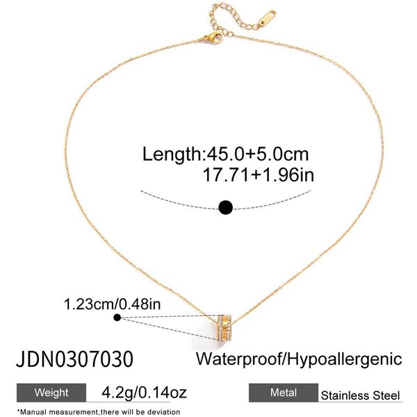 Collar Colgante De Perla De Agua Dulce Con Cuenta De Circonita De La Suerte Youthway Para Mujer Acero Inoxidable Chapado En Oro JoyeríA De Moda-image