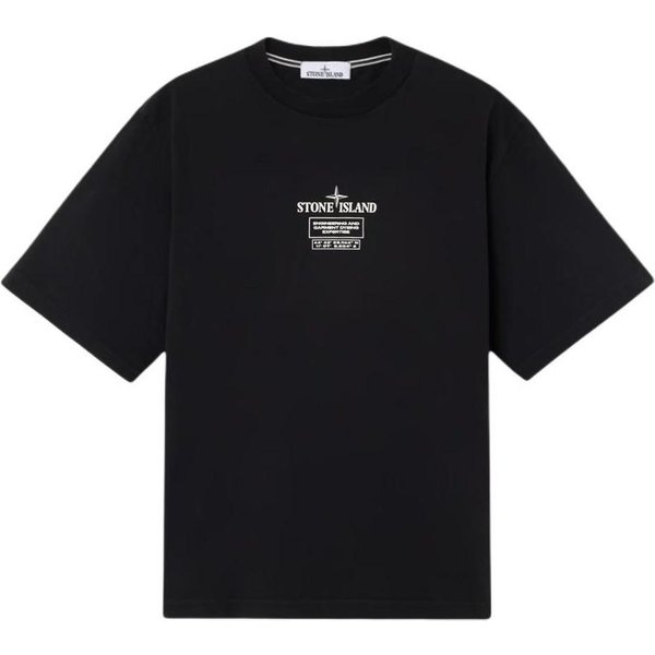 Stone Island GłAdka OkrąGłY Dekolt ObniżOna Linia Ramion KróTki RęKaw T-Shirt MęSkie GóRy Czarne K2S152100037S0193-V0029 M Gray-image