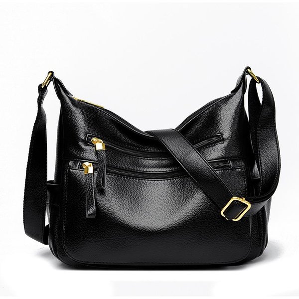 Bolso Bandolera Nuevo Para Mujer Bolso Textura De Cuero Suave Bolso Casual Para Madres De Mediana Edad Y Mayores Bolso De Hombro Simple Europeo Y Americano-image