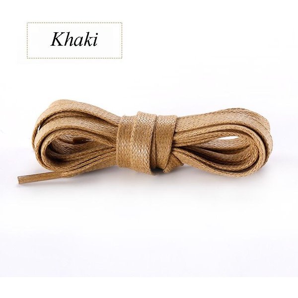 Nuevos Cordones De AlgodóN Encerados Planos Para Zapatos, Botas Unisex, Zapatillas Informales, Cordones De Cuero, Zapatos, Botas, Impermeables Para Cordones De Zapatos 150Cm Caqui-image