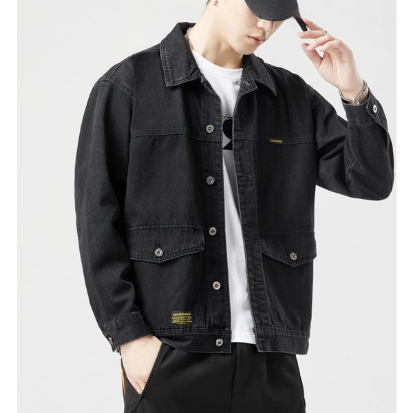 Chaqueta Vaquera Para Hombre, Nueva Chaqueta Vaquera Retro De OtoñO, Tendencia Informal De Primavera Y OtoñO Para Hombre. 4XL Black-image