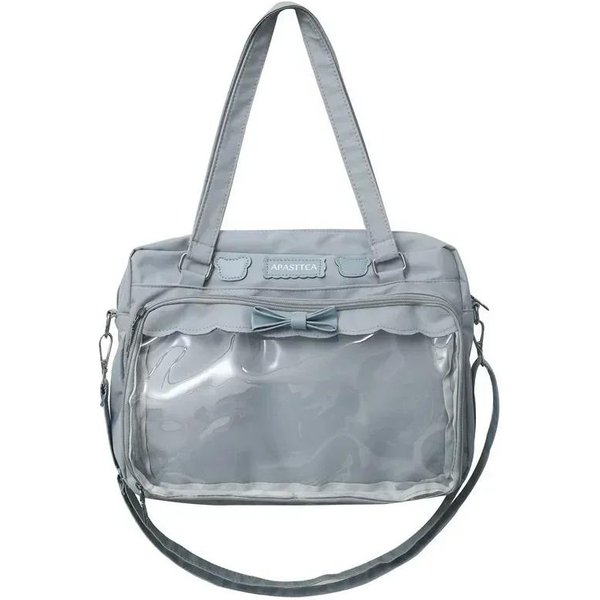 JapońSka Urocza Przezroczysta PłóCienna Itabag Modna DziewczęCa Torba JednoręCzna Student Personalność Torba Na Ramię Z Naszywką Lalka Ita Bag 36X8X26Cm Niebieski-image