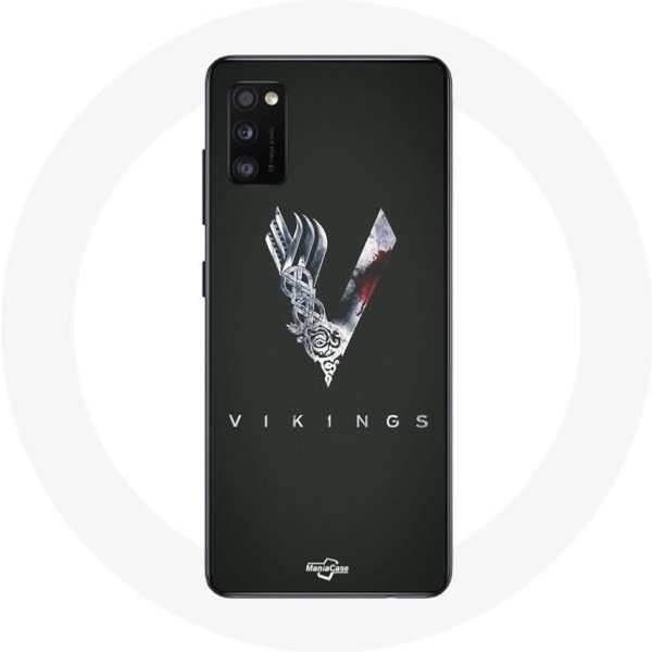 Funda Para Samsung Galaxy A41 Vikingos Serie Temporada 6 Logo V Espada Gris Fondo Negro-image