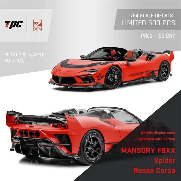 Dcm X Tpc 1:64 Sf90 F9Xx Mansory Stradale / Spider Limitowana Seria 500 Model Samochodu Diecast Gray-image