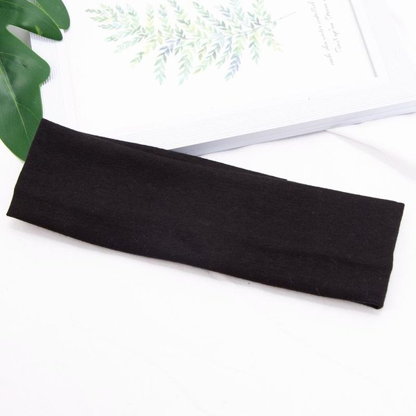 Diadema EláStica De AlgodóN Diademas De Moda Para Mujeres Hombres SóLida Para Correr Fitness Yoga Bandas Para El Cabello EláSticas Maquillaje Accesorios Para El Cabello Negro-image