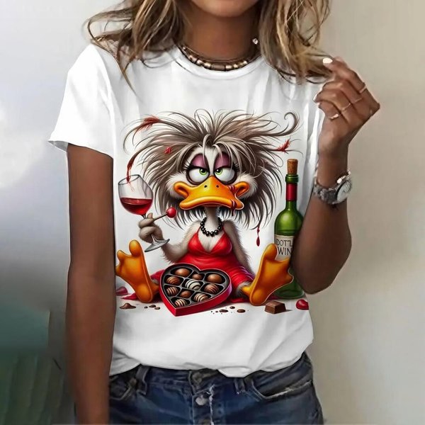 Zabawne Damskie T-Shirty Letni Casualowy T-Shirt Z KróTkim RęKawem I OkrąGłYm Dekoltem Moda Streetwear Odzież Damska Oversize T-Shirty Z KreskóWkami M-image