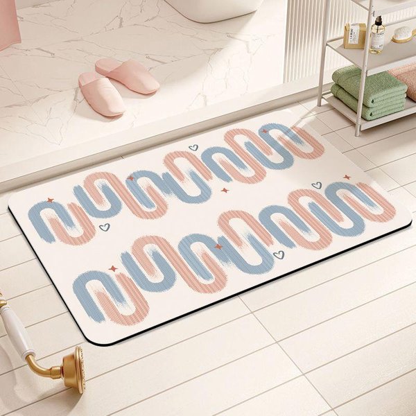 Dywanik łAzienkowy Kremowy Wiatr Okrzemkowy BłOto ChłOnny Dywanik Toaletowy Szafka łAzienkowa Drzwi Toaletowe AntypośLizgowy Dywan 40 * 60CM Beige-image