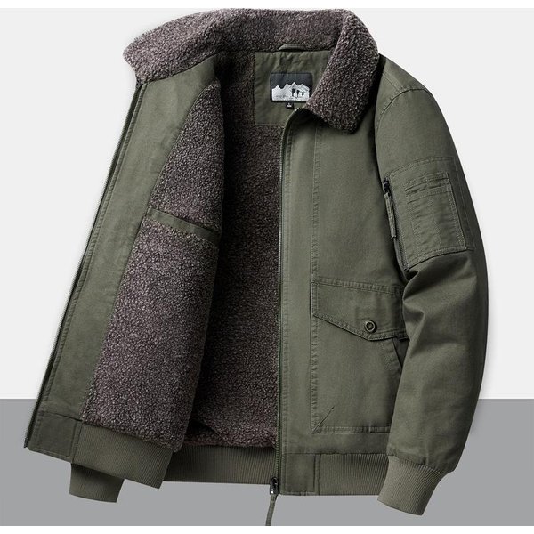 Abrigo Retro Americano De OtoñO E Invierno Para Exterior Chaqueta Con Solapa De Forro Polar 4XL Black-image