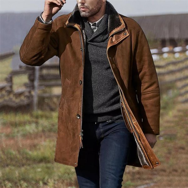 Abrigo De Lana Suelto Mediano Y Largo Para Hombre De OtoñO E Invierno XXL MarróN-image