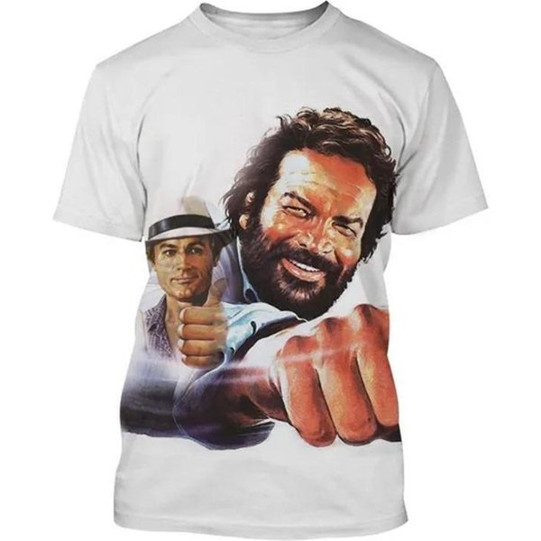 Camisetas Impresas Bud Spencer Terence Hill Hombres Mujeres Moda Streetwear Camiseta Oversize De Manga Corta Camisetas Para NiñOs Tops Ropa 6XL White-image