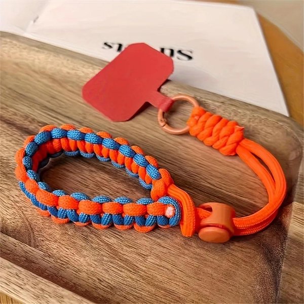 Lindo Lanyard Para TeléFono MóVil DecoracióN Colgante Se Puede Llevar Cuerda Retorcida Colgante Anti-PéRdida Moda Correa De MuñEca Corta Fuerte Banda Polyester / Nylon Naranja-image