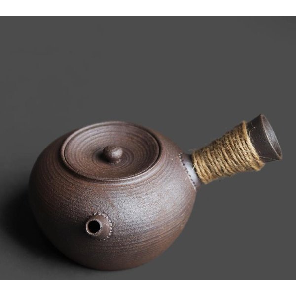 Czajniczek W Stylu JapońSkim RęCznie Robiony Retro Ceramika Szorstka Kamionka Ceremonia Herbaty Kungfu PrzenośNy Zaparzacz Do Herbaty Ceramiczny Czajniczek Zestaw Do Herbaty-image