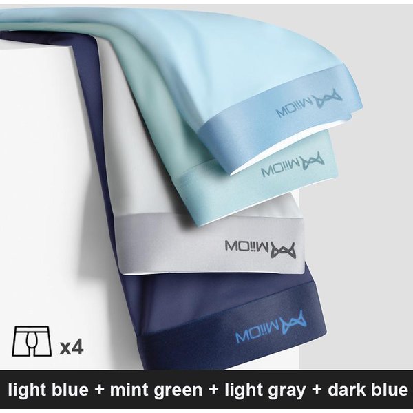 MiiOW 4 Uds Lote Calzoncillos Boxer Para Hombre Ropa Interior Antibacteriana De Grafeno De Seda Hielo Boxershorts Para Hombre Bragas Masculinas Transpirables Sin Costuras L-5XL XXL Gray-image