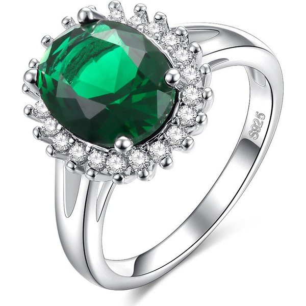 Anillo Redondo Diamante CláSico Moda Mujer Circonita Boda Cristal Verde JoyeríA No. 10-image