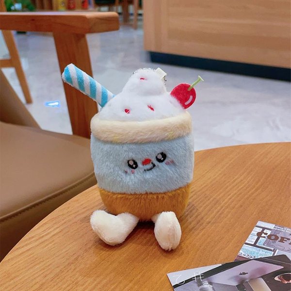 Uroczy KreskóWkowy Kubek Na Lody Smoothie Pluszowy Breloczek Kawaii KreskóWkowa Pluszowa Lalka Wisiorek Breloczek Do Kluczy Torebka Plecak Dekoracja Prezent-image