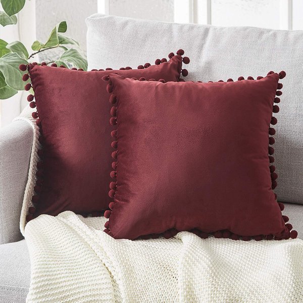 Funda De Almohada Decorativa De Terciopelo Liso Verde, Azul, Gris Y Rosa, Funda De CojíN De Terciopelo Suave Con PompóN, Funda De Almohada Para Sofá De 30 X 50 Cm 1 PCS 300-500Mm-image