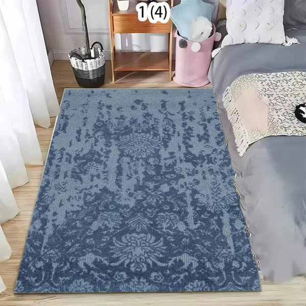 Boho Niebieski Vintage Dywan MięKki AntypośLizgowy Zmywalny Dywanik Do Pokoju Minimalistyczny Vintage Kwiatowy Dywanik PodłOgowy Do Salonu Sypialni I Biura 40X60Cm-image