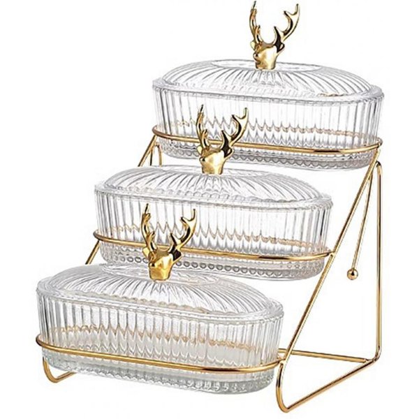 Cuenco Para Servir De DiseñO 3D Elegante Bandeja De ExhibicióN De 3 Niveles Para Frutos Secos Con Soporte Para Nueces Plato NóRdico Elegante Para Aperitivos, Frutas, Caramelos-image