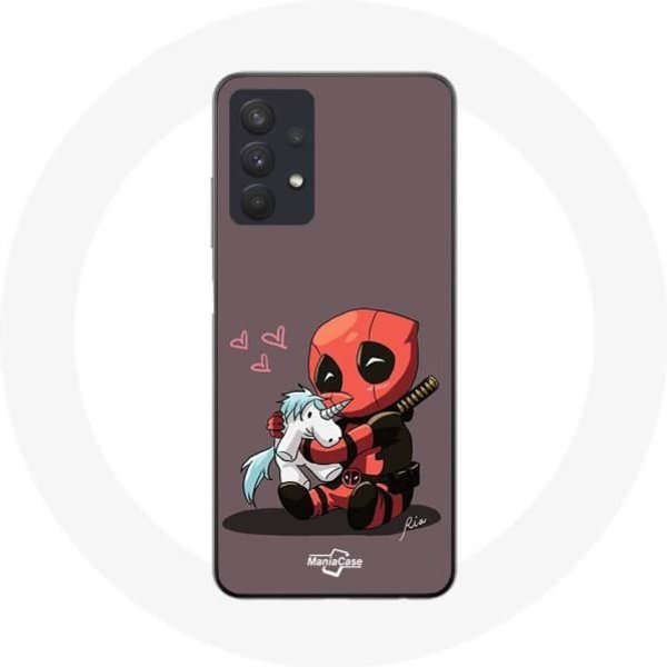 Funda - Maniacase - Samsung Galaxy A32 4G - Flexible - Bebé Deadpool Con Unicornio - Blanco-image