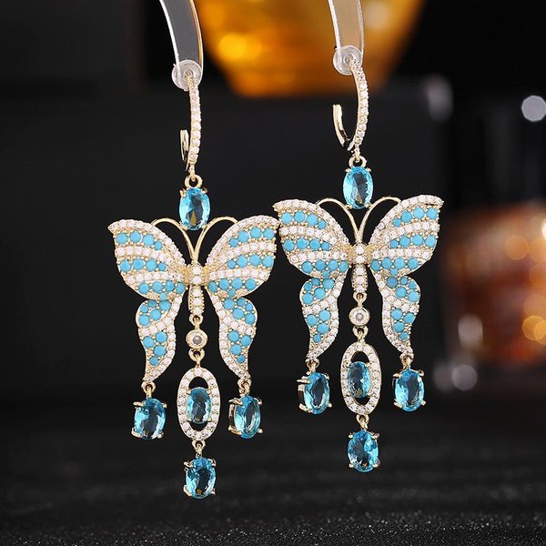 Pendientes Largos Elegantes Con Borla De Mariposa, DiseñO De Lujo Ligero Para Mujer, Pendientes De Moda Y VersáTiles Con Sentido Del DiseñO ÚNico Beige-image