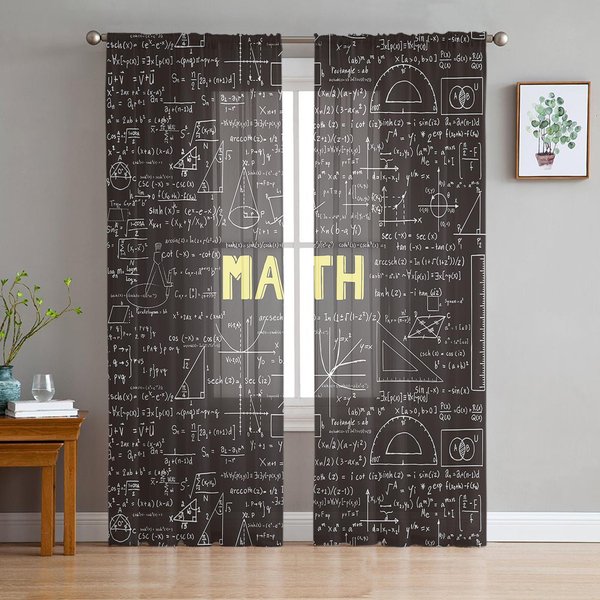 Tablica Z RóWnaniem Matematycznym Przezroczyste ZasłOny Do Dekoracji Salonu ZasłOny Okienne Do Kuchni Tiulowe Woalowe Organzowe ZasłOny W135 X H115Cm X1 Gray-image