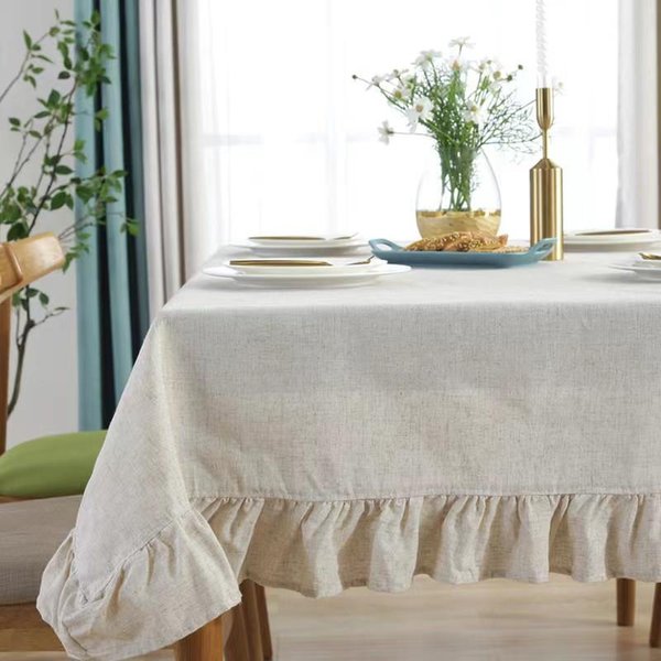 Mantel Cuadros Verdes De Navidad Con Volantes Rectangular/Redondo Lavable Antimanchas Decoraciones De Mesa Para Cocina Boda Cubierta De Mesa 100X150Cm-image