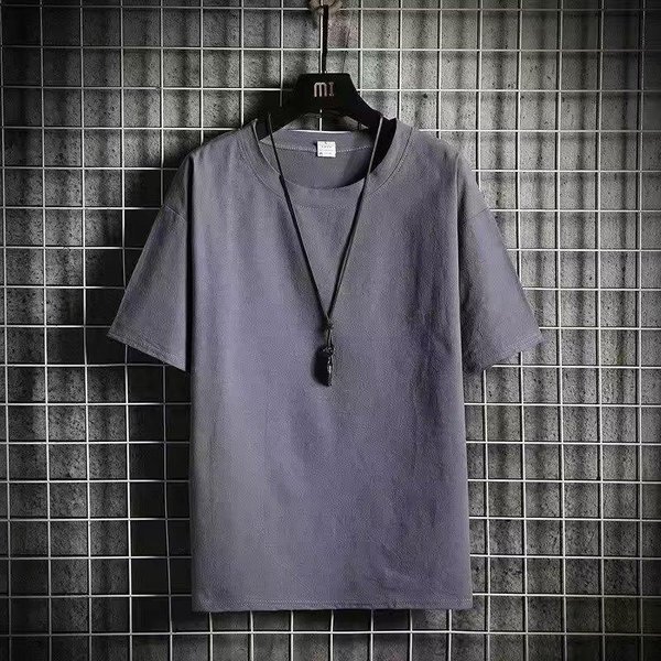 Lniany T-Shirt Z KróTkim RęKawem MęSki Letni LuźNy BawełNiany I Lniany Z PółRęKawem Jednokolorowy T-Shirt L Szary-image