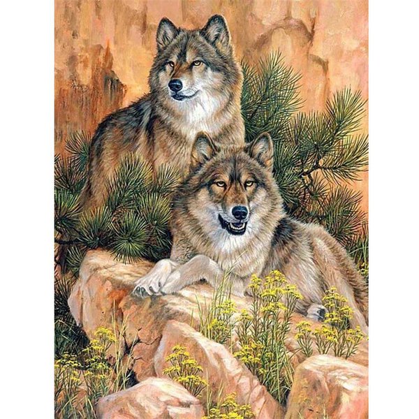Bordado De Diamantes Lobo PedreríA Punto De Cruz Pintura De Diamantes Animal Mosaico De Diamantes Cristal 20X30CM-image